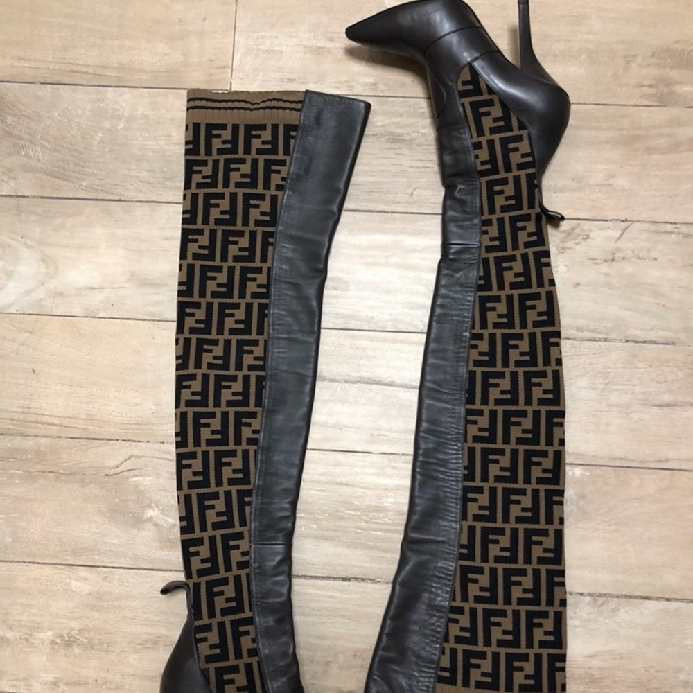 Fendi
Rockoko Thigh High Leather and Sock Boots